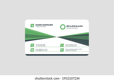 Corporate Business Card Print Template. Personal Visiting Card with company Logo. Vector Illustration. Business Card Mockup