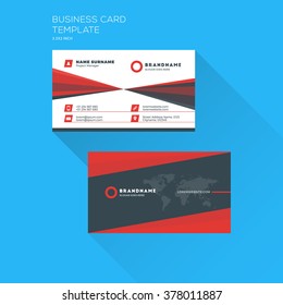 Corporate Business Card Print Template. Personal Visiting Card with company Logo. Clean Flat Design. Vector Illustration