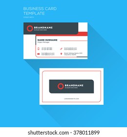 Corporate Business Card Print Template. Personal Visiting Card with company Logo. Clean Flat Design. Vector Illustration