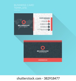 Corporate Business Card Print Template. Personal Visiting Card with Company Logo. Clean Flat Design. Vector Illustration