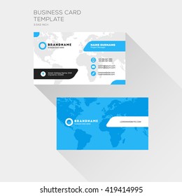 Corporate Business Card Print Template. Personal Visiting Card with company Logo. Clean Flat Design. Vector Illustration