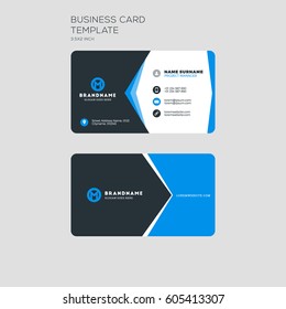 Corporate business card print template. Personal visiting card with company logo. Clean flat stationery design. Vector Illustration