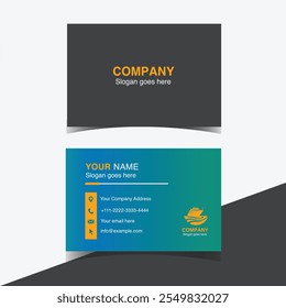 Corporate business card Template, Aqua Orange colour professional business card Design for shipping company, visiting card Design