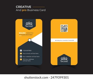 corporate business card template design, creative and clean business card vector illustration.	
