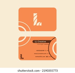 Corporate Business Card Card that starts with the letter L. Linear original colorful business card. Front and back sided pre-made card template.