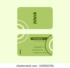 Corporate Business Card Card that starts with the letter I. Linear original colorful business card. Front and back sided pre-made card template.