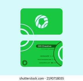 Corporate Business Card that starts with the letter O. Linear original colorful business card. Front and back sided pre-made card template.