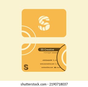 Corporate Business Card that starts with the letter S. Linear original colorful business card. Front and back sided pre-made card template.