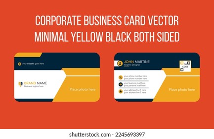 Corporate business card vector minimal yellow black both sided