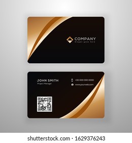 Corporate business card or visiting card design in golden and brown color.