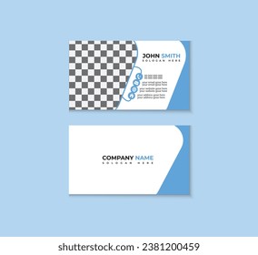corporate business card, white and blue business card ,minimal visit card
