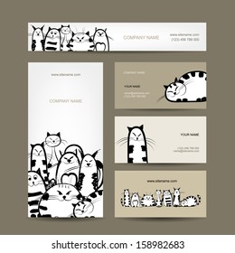 Corporate business cards design with funny striped cats