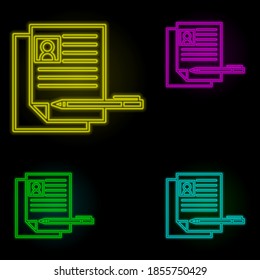 Corporate and business, career, curriculum, job, resume cv neon color set icon. Simple thin line, outline vector of corporate and business icons for ui and ux, website or mobile application