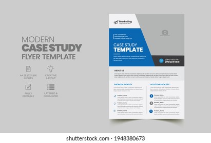 Corporate Business Case Study Template and Booklet Layout with blue elements