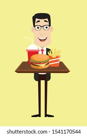 Corporate Business Character - Presenting Fast Foods
