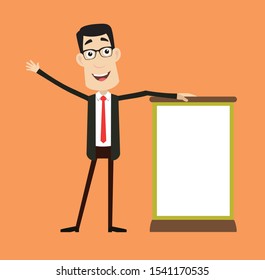 Corporate Business Character - Standing with a Blank Board