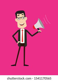 Corporate Business Character - Standing with Loudhailer