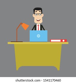 Corporate Business Character - Working on Laptop