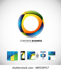 Corporate business circle vector logo icon design identity set cd brochure card colors   