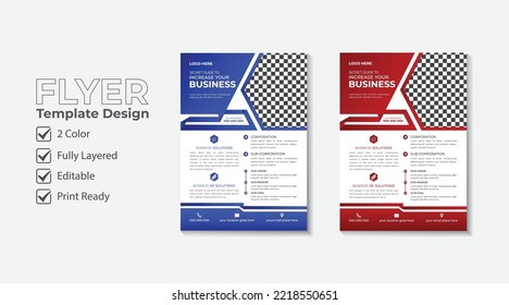 Corporate business colorful one page digital flyer or leaflet template layout dessign