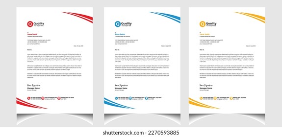 Corporate business colourful letterhead template with a4 size stationary item modern letterhead.   
