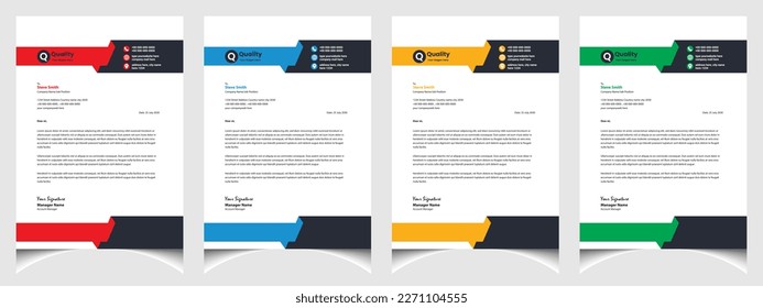 Corporate business colourful letterhead template with a4 size stationary item modern letterhead.