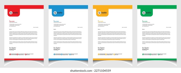 Corporate business colourful letterhead template with a4 size stationary item modern letterhead.