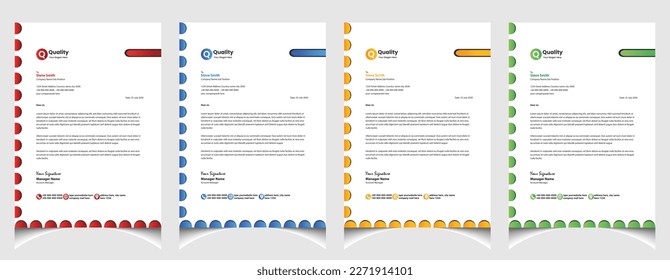 Corporate business colourful letterhead template with a4 size stationary item modern letterhead.