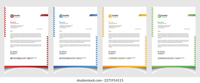 Corporate business colourful letterhead template with a4 size stationary item modern letterhead.