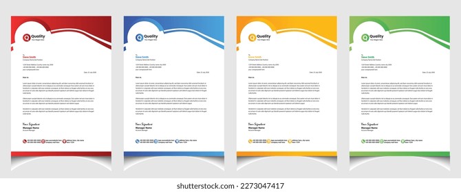 Corporate business colourful letterhead template with a4 size stationary item modern letterhead.   