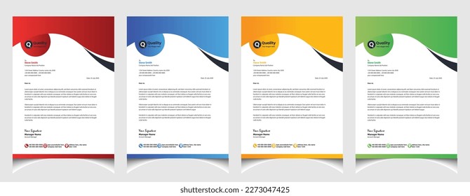 Corporate business colourful letterhead template with a4 size stationary item modern letterhead.   