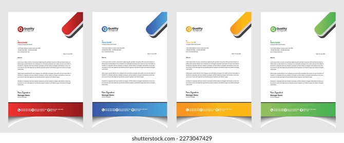 Corporate business colourful letterhead template with a4 size stationary item modern letterhead.   