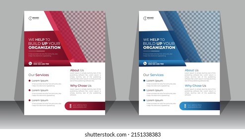 Corporate business company flyer design or brochure Premium Vector template in a4 size