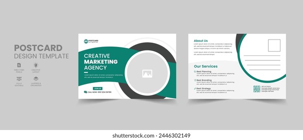 Corporate business company postcard template. EDDM Postcard Layout Design