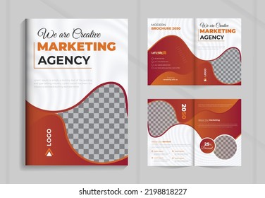 Corporate Business Company Profile Bifold Brochure Design Template With Modern Style And Clean Concept Use For Business Proposal Magazine Catalog Layout 