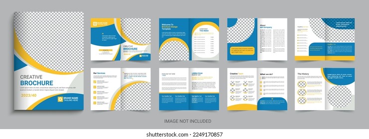 Corporate business company profile brochure template design. 16 page corporate brochure editable template layout, minimal business brochure template design set