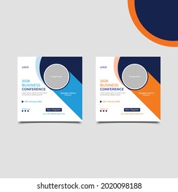 Corporate Business Conference social media banner Template design with square flyer, online conference web banner..eps