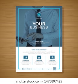 Corporate business cover a4 template and flat icons for a report and brochure design, flyer, banner, leaflets decoration for printing and presentation vector illustration