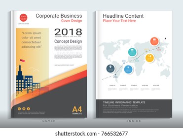 Corporate business cover design with space for photo background, Use for annual report, proposal, brochure, flyer, leaflet, catalog, magazine, booklet, portfolio, poster, Vector template in A4 size.