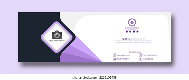 Corporate business cover with a signature and a place for illustration or photo. A page for social networks with a place for an avatar. The cover layout is in a minimalist style. Flat design