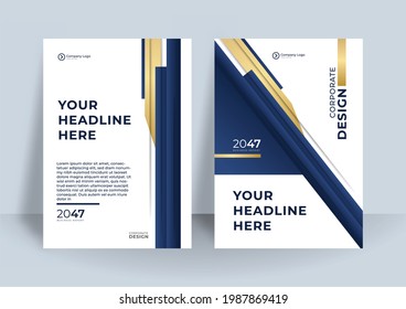 Corporate business cover template design set with dark blue, green, and white color. marketing, business proposal, promotion, advertise, publication, cover page
