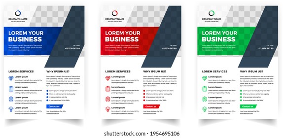 Corporate Business Creative Flyer Template. Corporate flyer business cover brochure banner design layout. 3 color scheme vector eps flyer design.