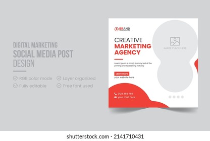 Corporate business digital marketing agency social media post design or promotional web banner design template