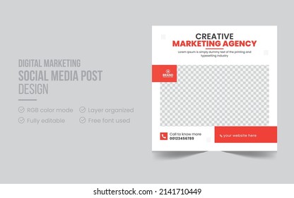 Corporate business digital marketing agency social media post design or promotional web banner design template