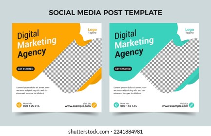 Corporate business or Digital marketing banner design template, Modern colorful business promotion social media post design template