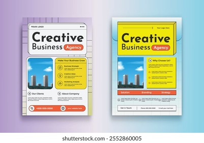 Corporate business, digital marketing flyer brochure cover design layout background, flyer in a4 template