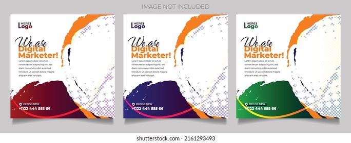 corporate business digital marketing square social media banner design template set