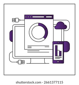 Vetor de ícone plano da tecnologia digital corporativa