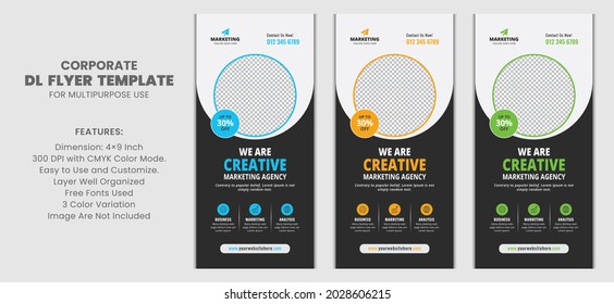 Corporate Business DL Flyer Rack Card Template Design Layout for Multipurpose Use