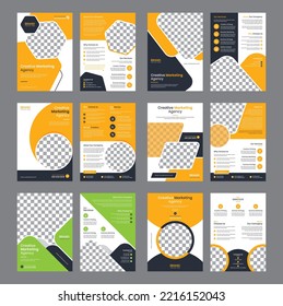 Corporate business double sided flyer template design. 6 set Leaflet Brochure poster vector illustrator. For marketing, business proposal, advertise, promotion, Annual Report, education, book cover
